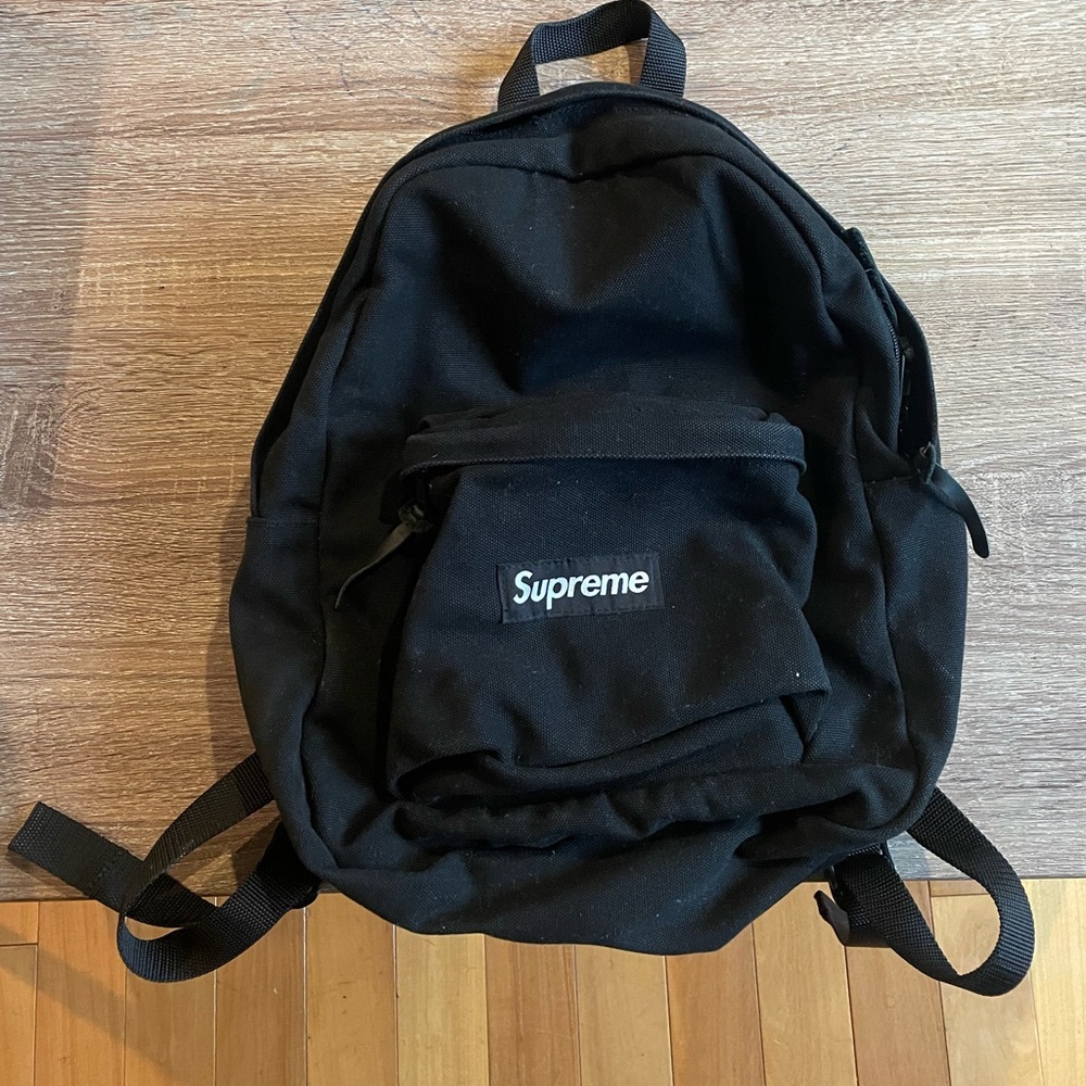 Supreme black canvas backpack